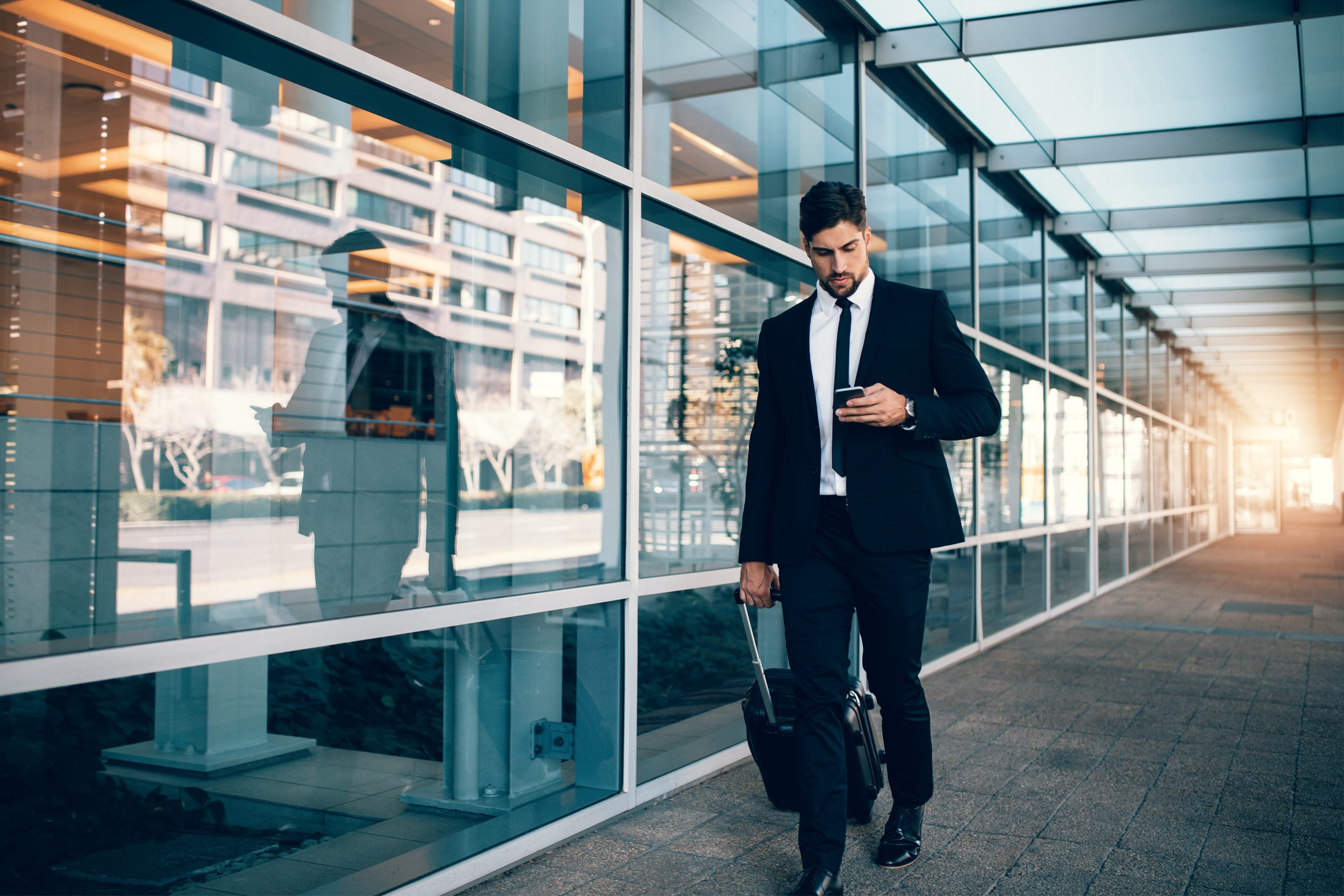 Businessman walking at the airport